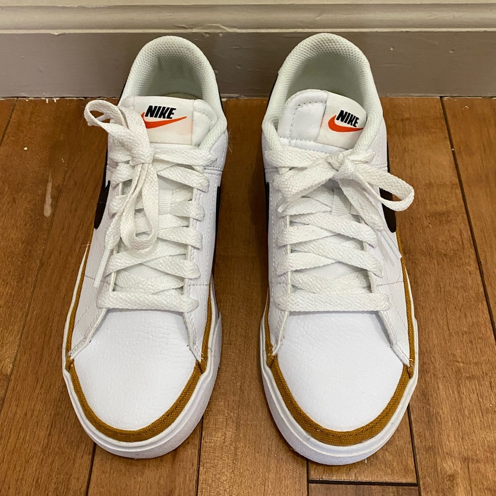Nike Court Legacy- Sz 7- WMS- Color: White/Black/Desert Ochre